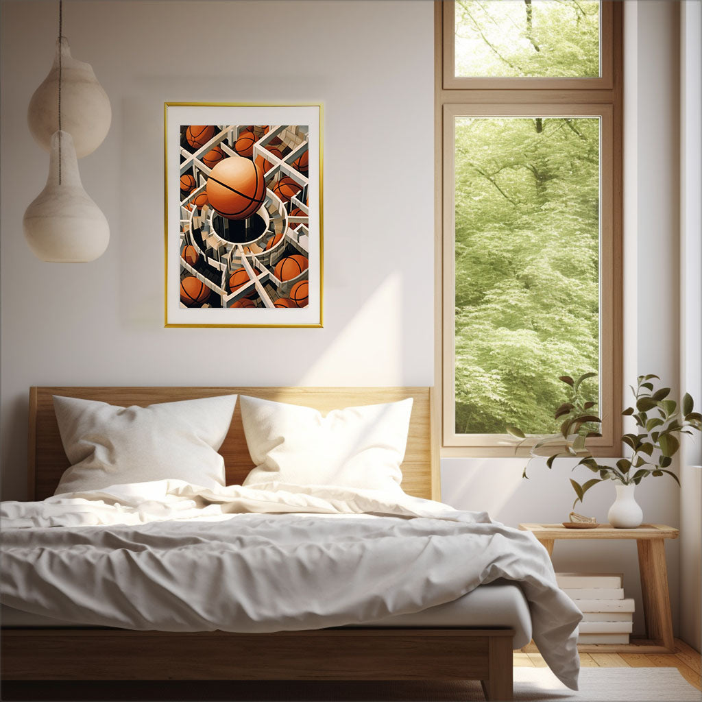 バスケのアートポスター寝室配置イメージ