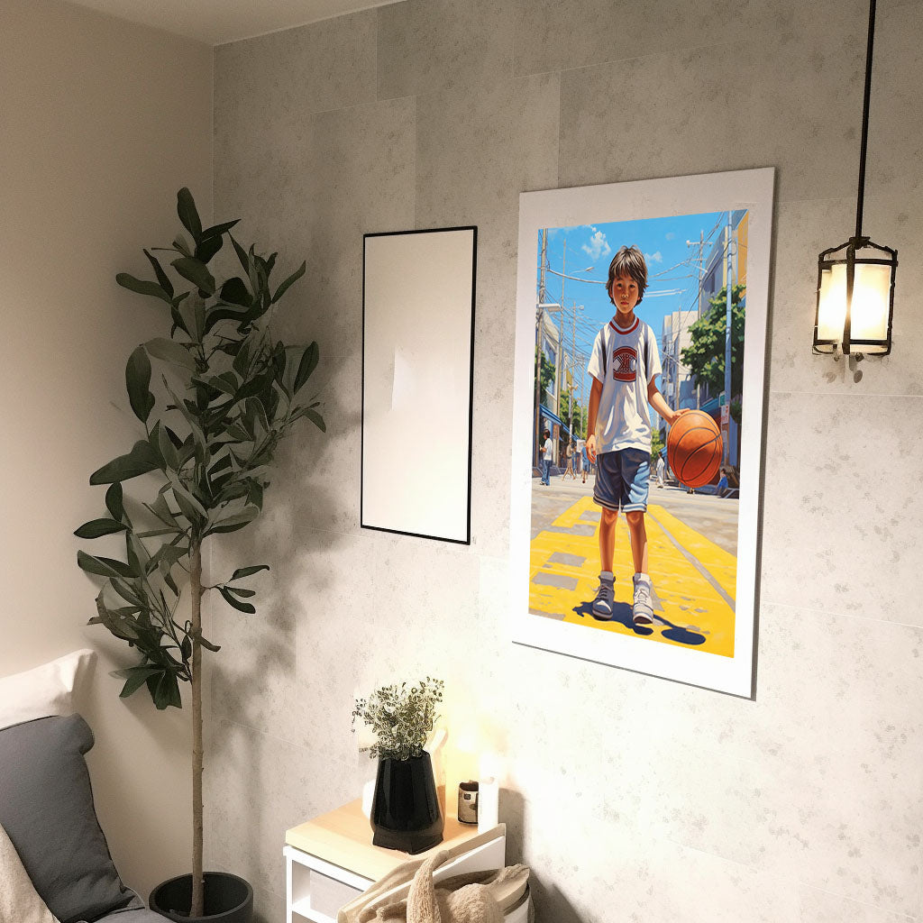 バスケのアートポスター廊下配置イメージ