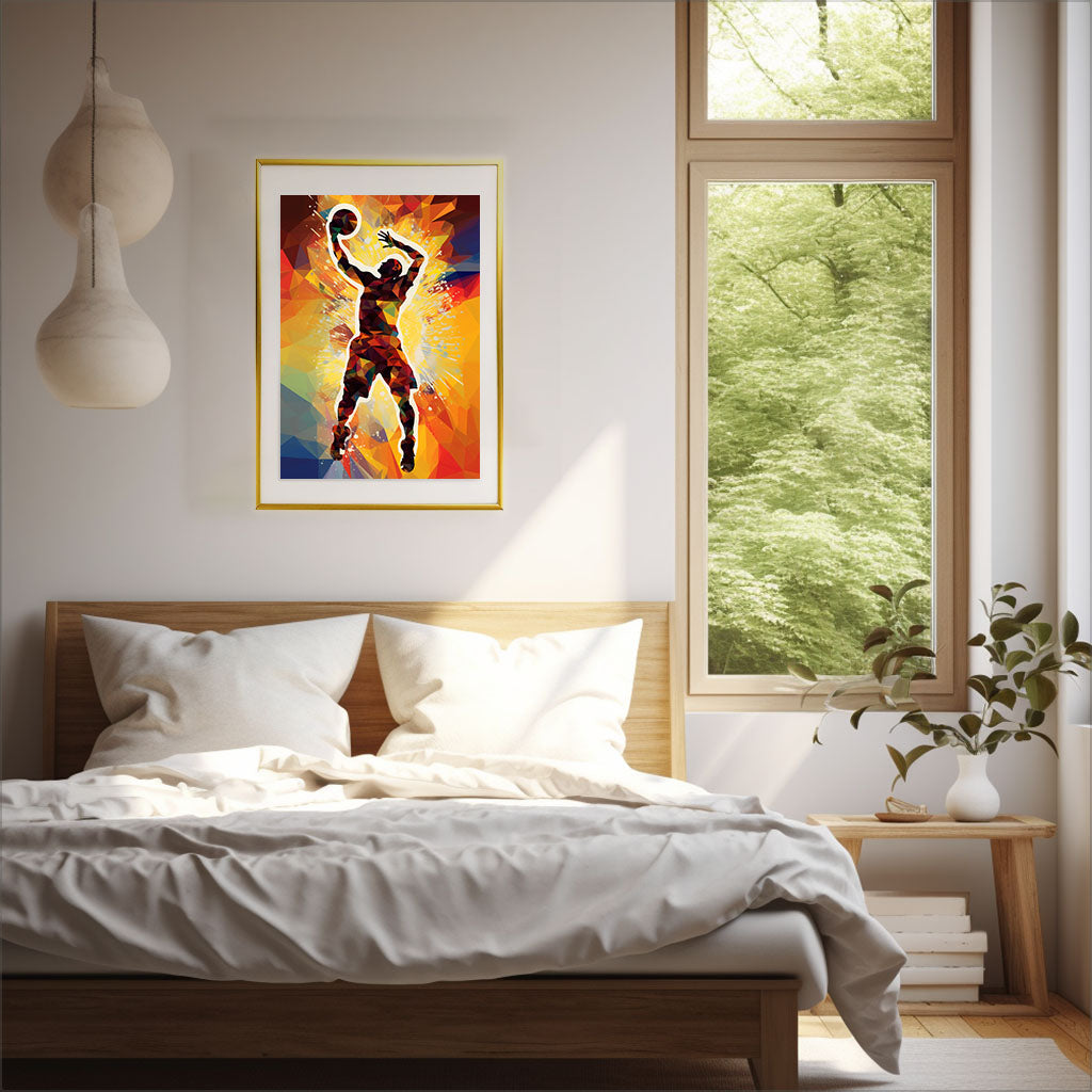バスケのアートポスター寝室配置イメージ