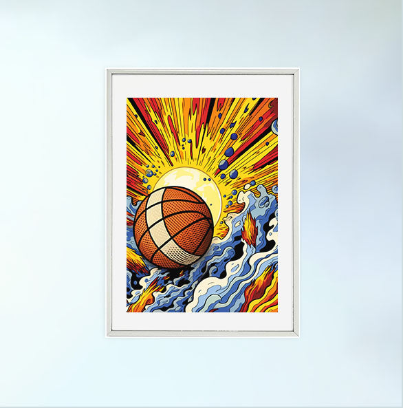 バスケのアートポスター銀フレームあり