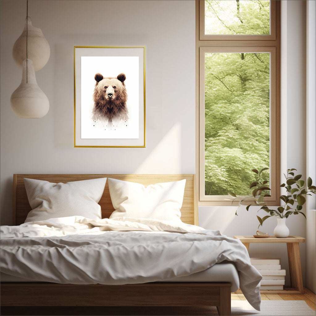 熊のアートポスター寝室配置イメージ
