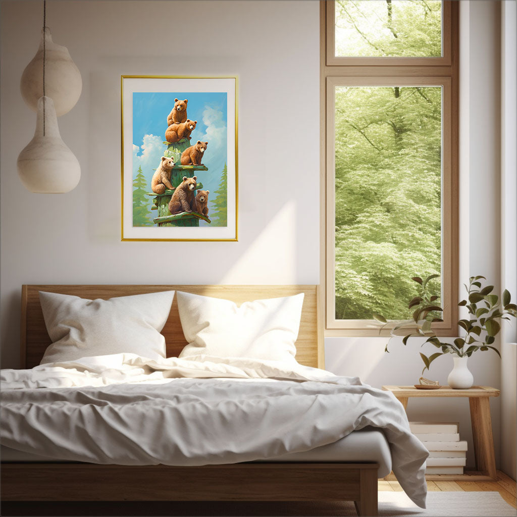 熊のアートポスター寝室配置イメージ
