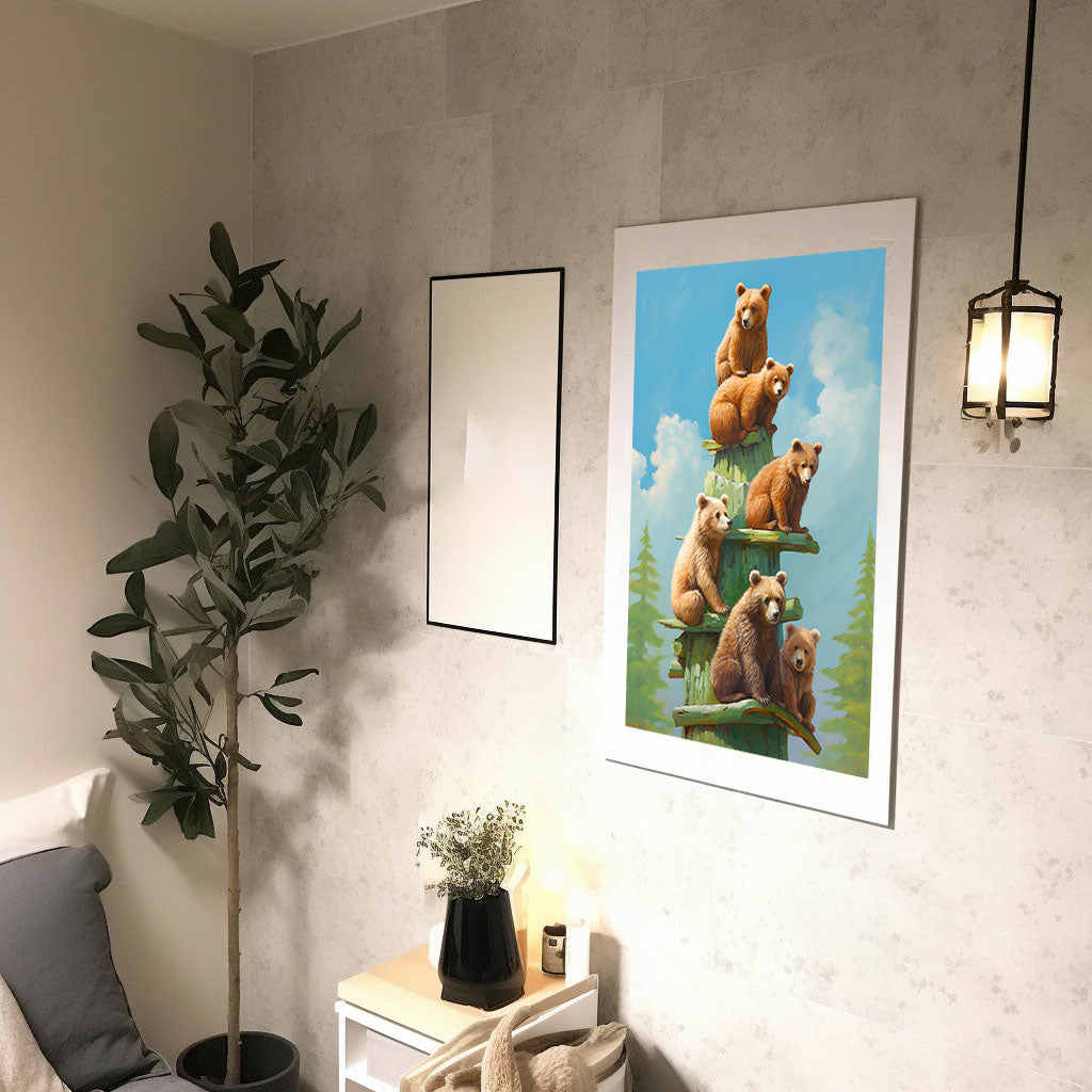 熊のアートポスター廊下配置イメージ