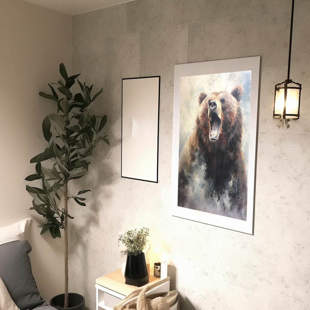 熊のアートポスター廊下配置イメージ