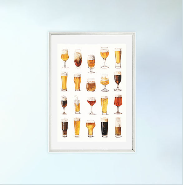 ビールのアートポスター白フレームあり