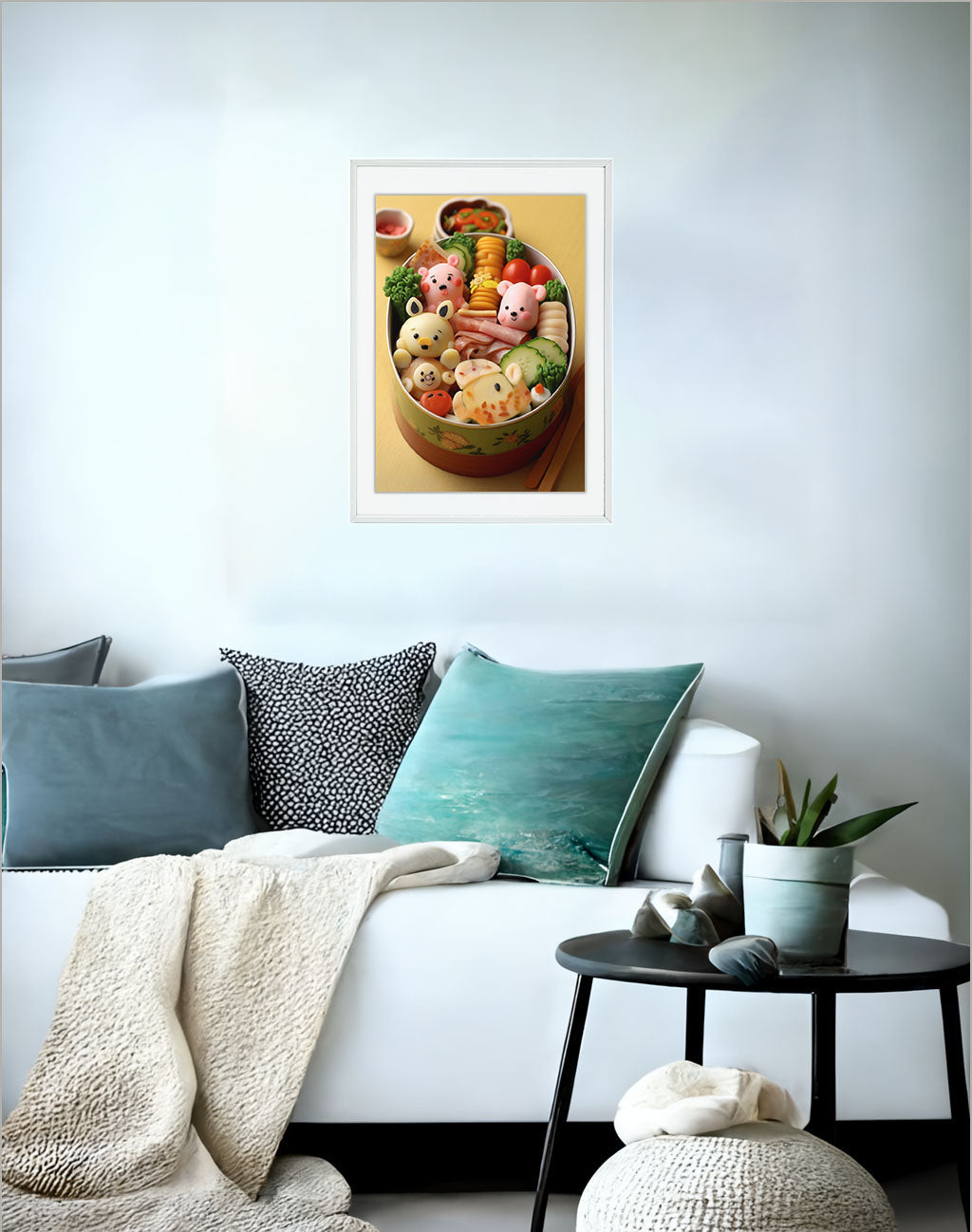 お弁当のアートポスターソファ配置イメージ