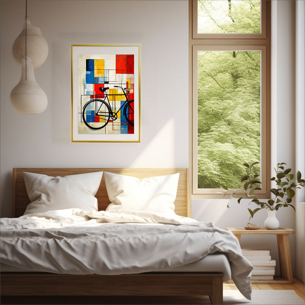 自転車のアートポスター寝室配置イメージ