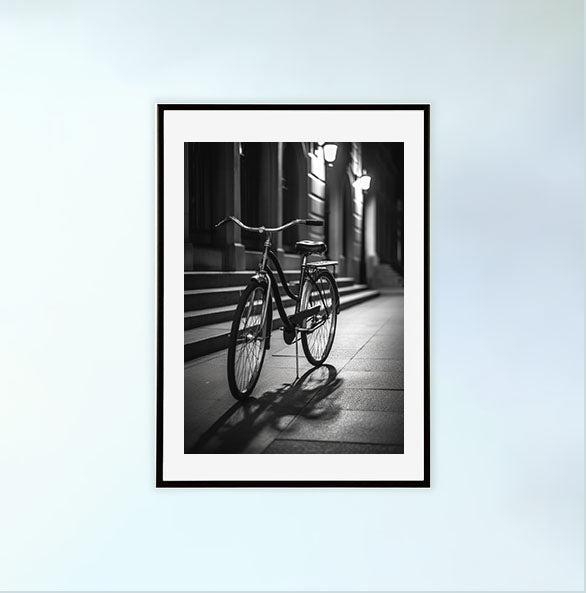 自転車のアートポスター黒フレームあり