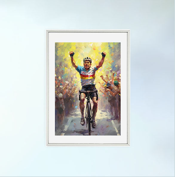 自転車のアートポスター銀フレームあり