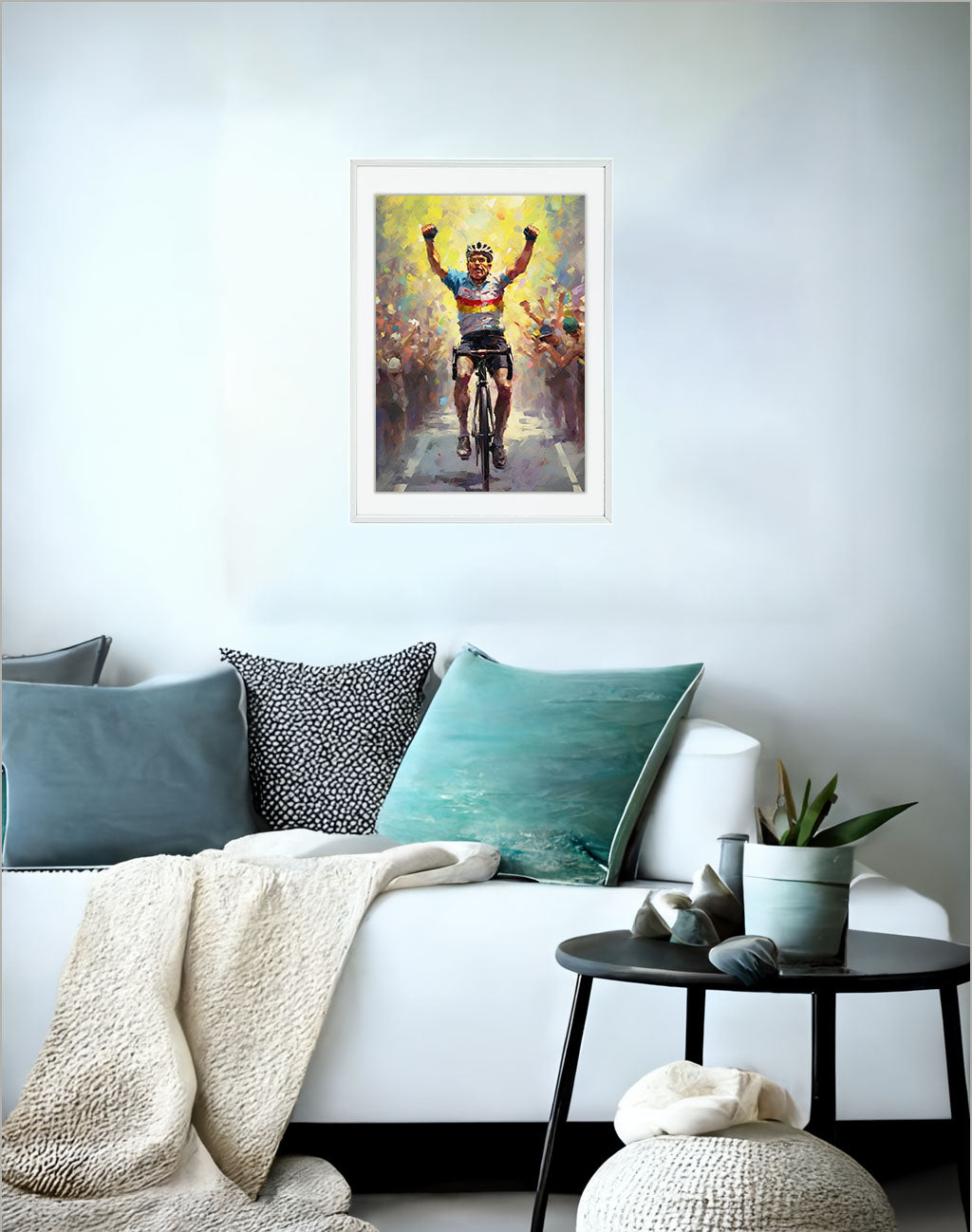 自転車のアートポスターソファ配置イメージ