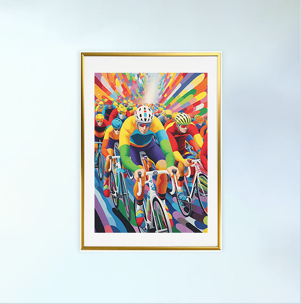 自転車のアートポスター金フレームあり