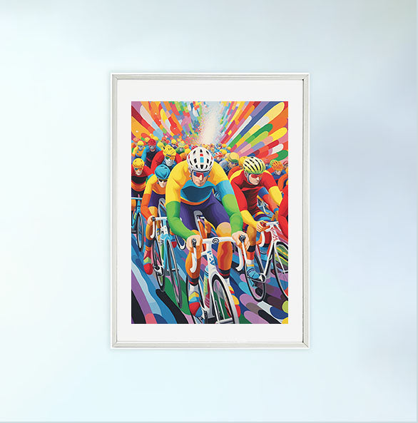 自転車のアートポスター白フレームあり