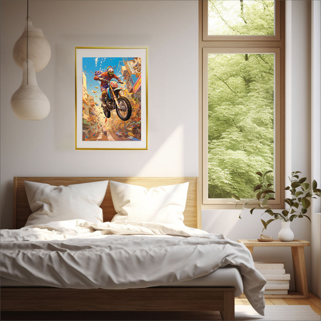 自転車のアートポスター寝室配置イメージ