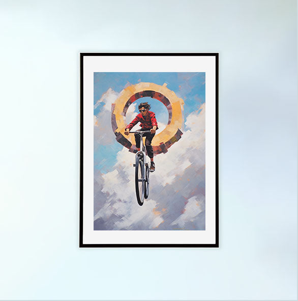 自転車のアートポスター黒フレームあり