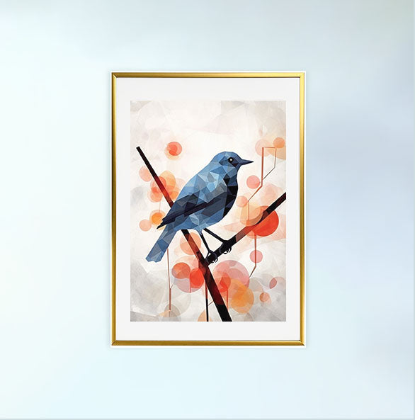 鳥のアートポスター金フレームあり