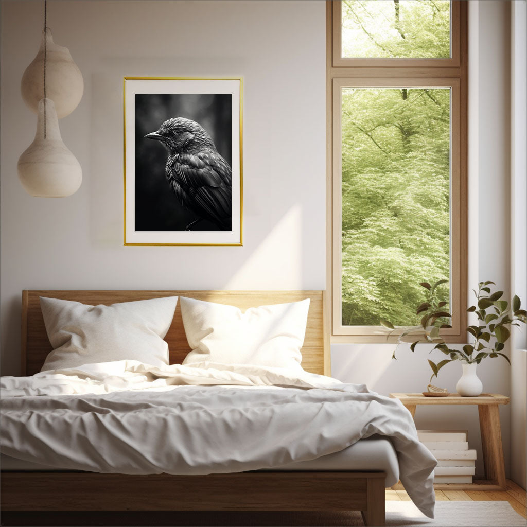 鳥のアートポスター寝室配置イメージ