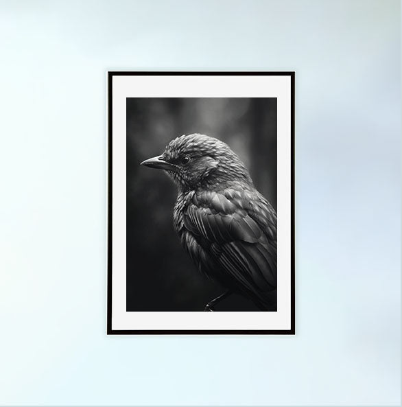 鳥のアートポスター黒フレームあり