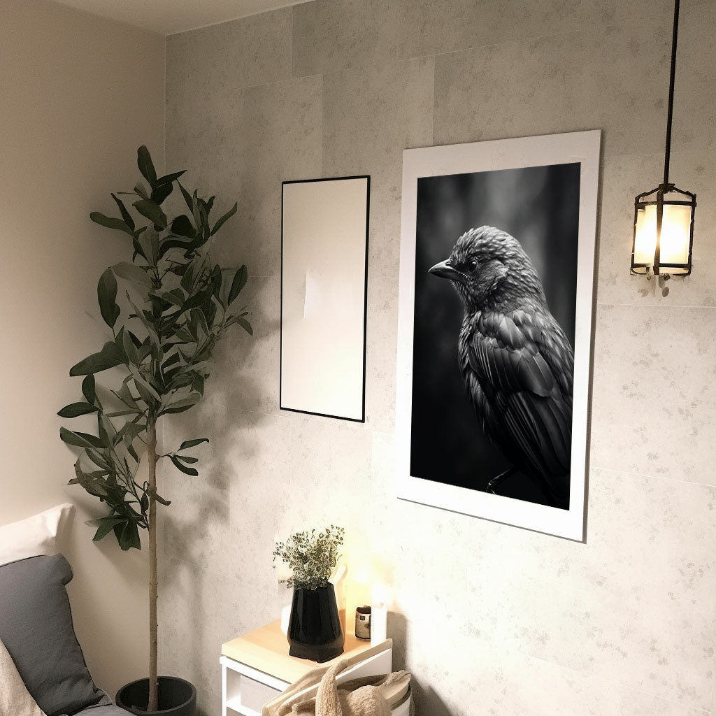 鳥のアートポスター廊下配置イメージ