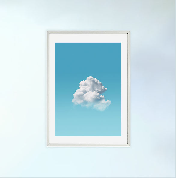青い空のアートポスター白フレームあり