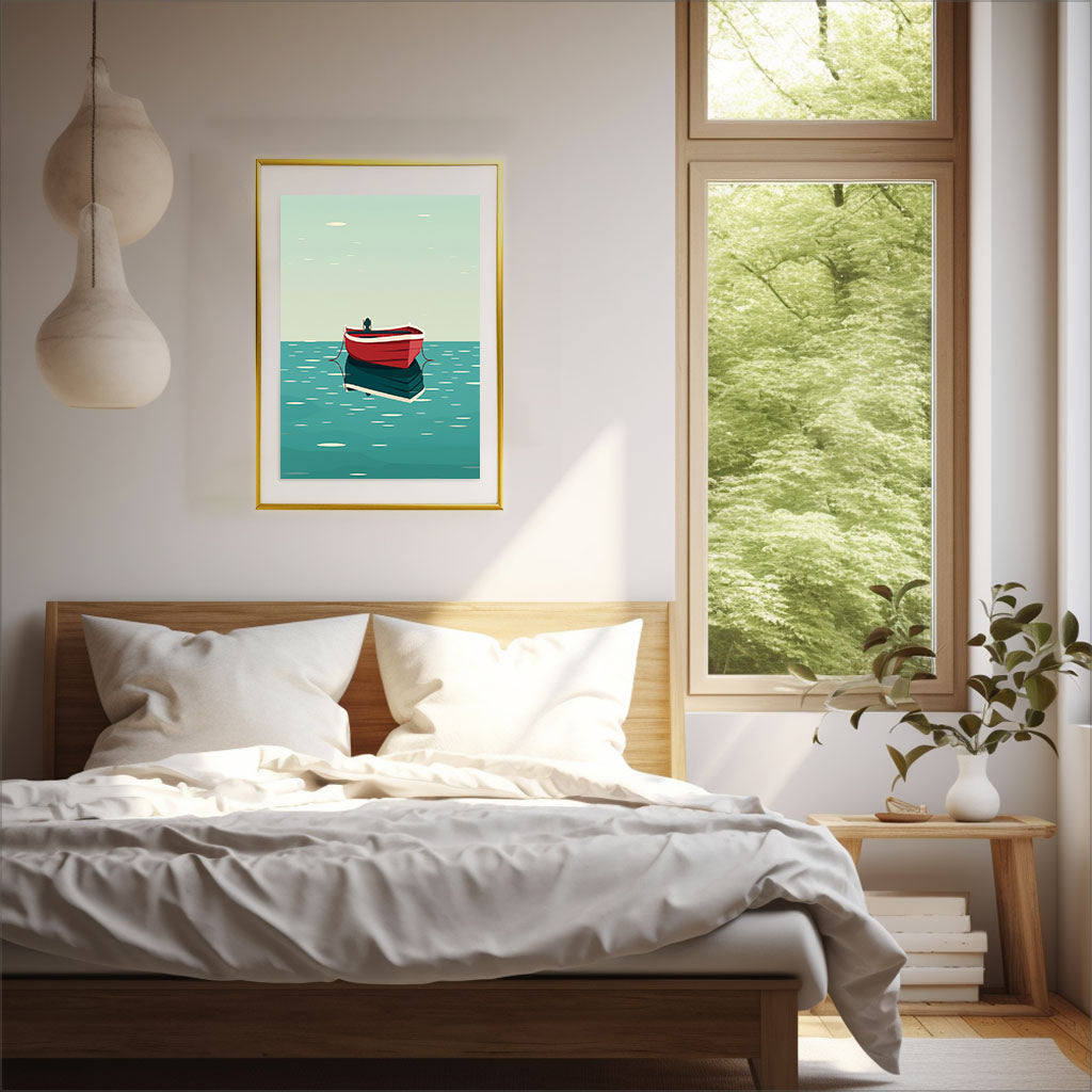 ボートのアートポスター寝室配置イメージ
