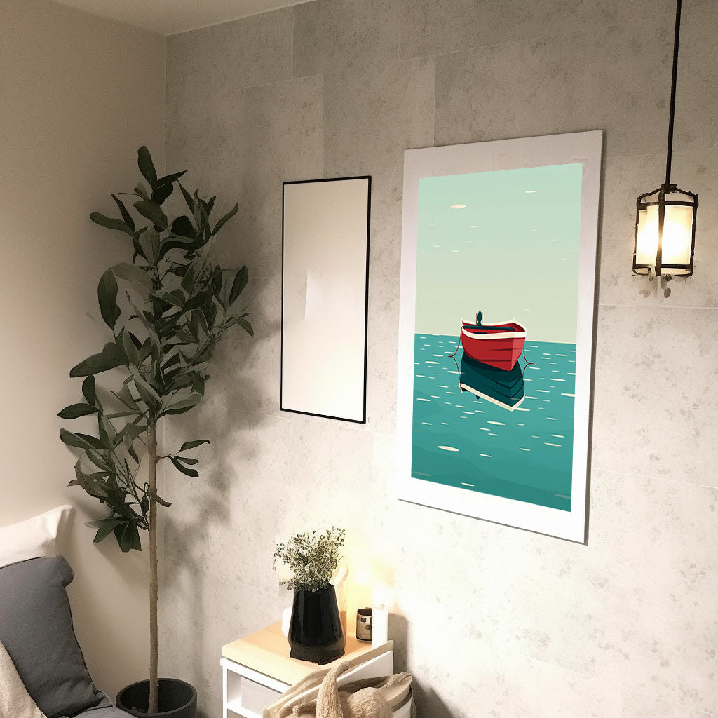 ボートのアートポスター廊下配置イメージ