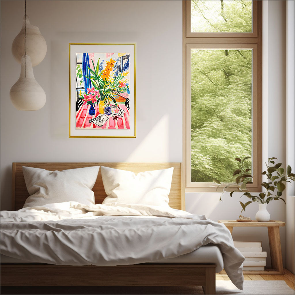 ボタニカルのアートポスター:botanical_1012 / 植物__のポスター画像寝室に設置したイメージ