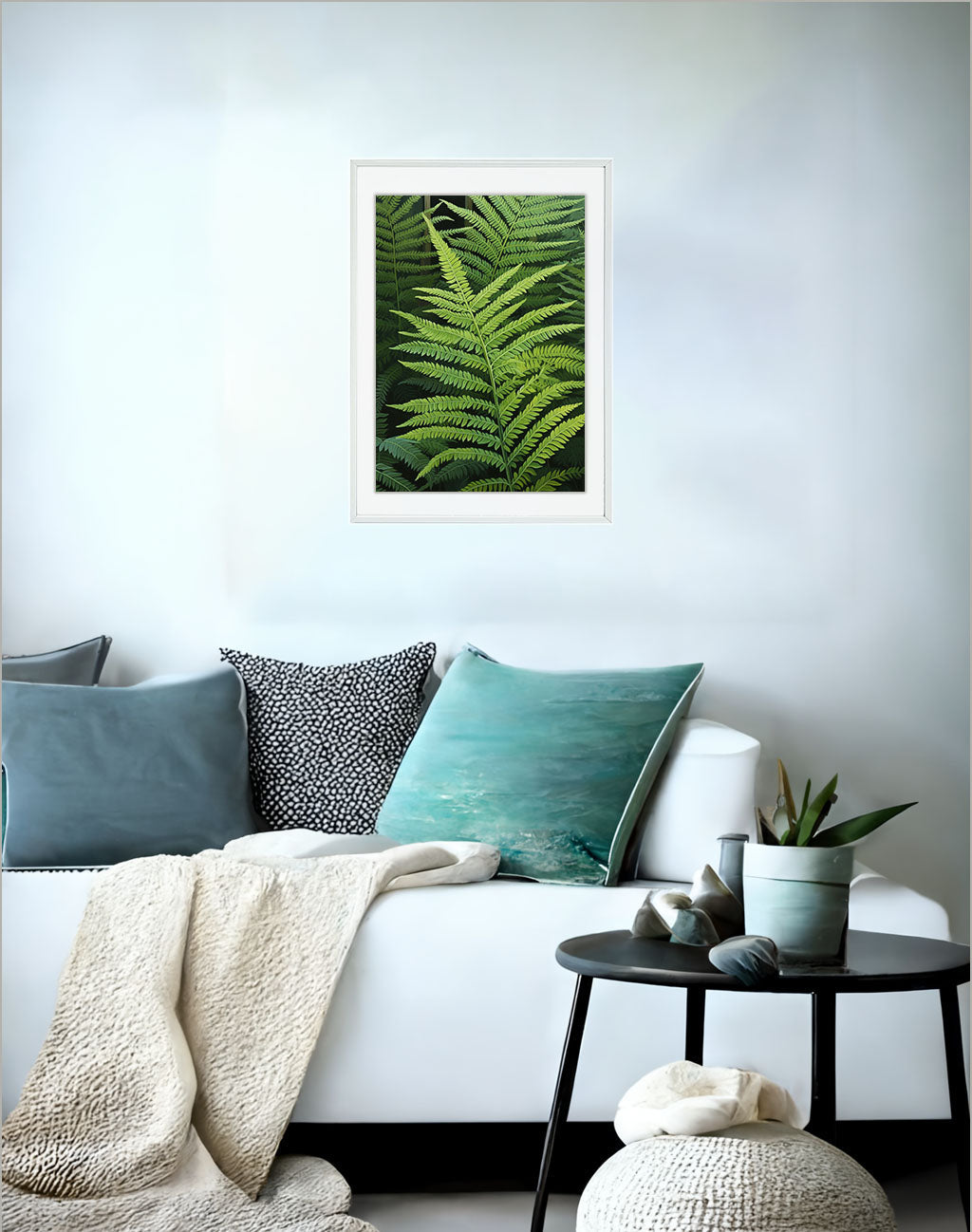 ボタニカルのアートポスター:botanical_1027 / 植物__のポスター画像ソファ近くに設置したイメージ