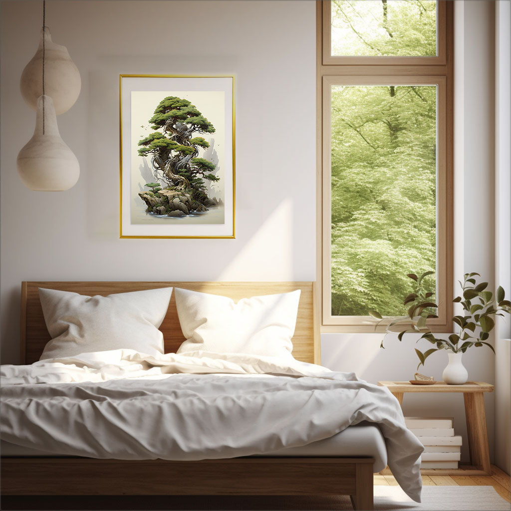 ボタニカルのアートポスター:botanical_5e72 / 植物__のポスター画像寝室に設置したイメージ