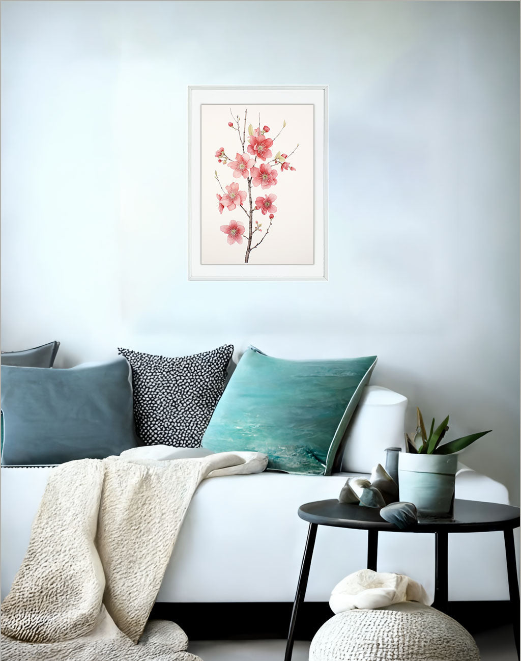 ボタニカルのアートポスター:botanical_9f58 / 植物__のポスター画像ソファ近くに設置したイメージ
