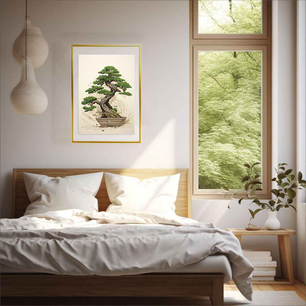 ボタニカルのアートポスター:botanical_c40a / 植物__のポスター画像寝室に設置したイメージ