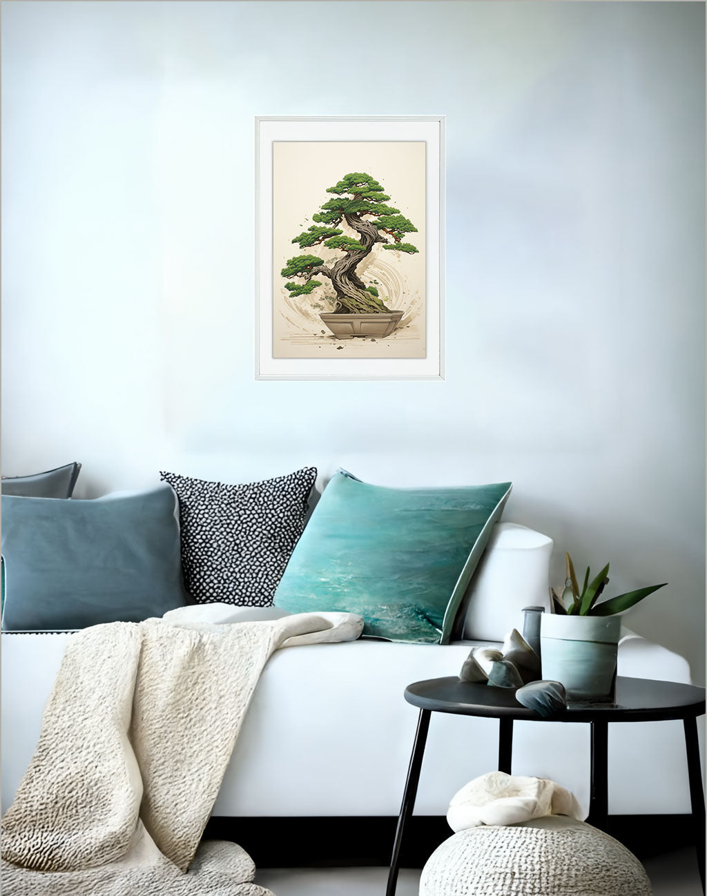ボタニカルのアートポスター:botanical_c40a / 植物__のポスター画像ソファ近くに設置したイメージ