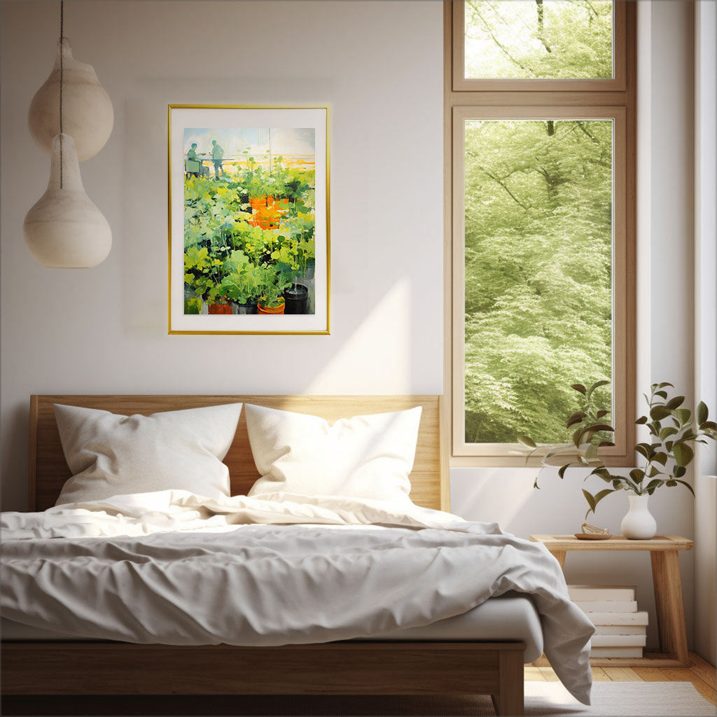 ボタニカルのアートポスター:botanical_dfaa / 植物__のポスター画像寝室に設置したイメージ