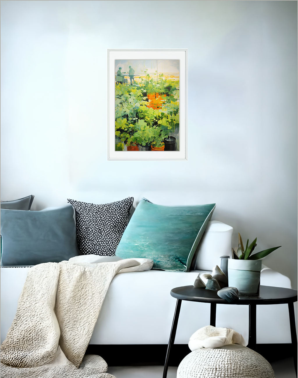 ボタニカルのアートポスター:botanical_dfaa / 植物__のポスター画像ソファ近くに設置したイメージ