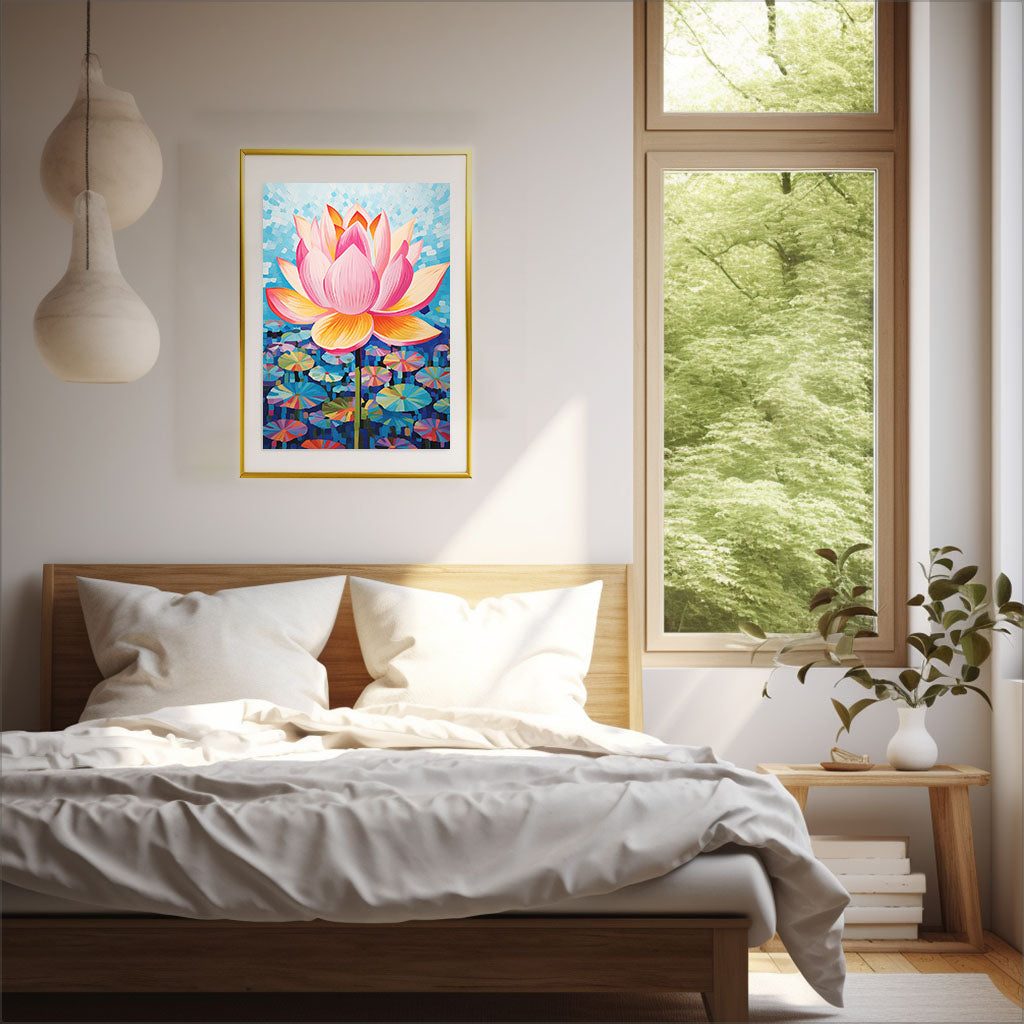 ボタニカルのアートポスター:botanical_e5e9 / 植物__のポスター画像寝室に設置したイメージ