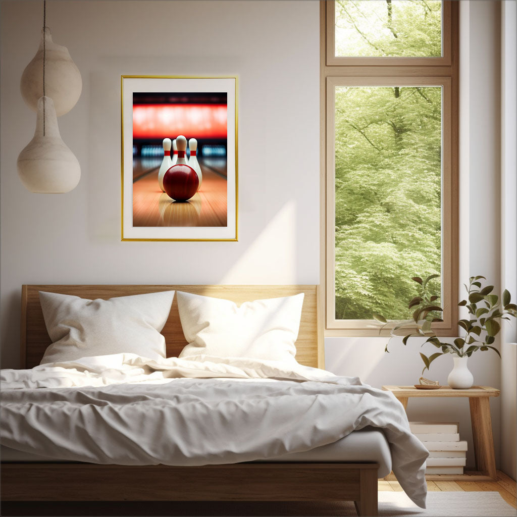 ボウリングのアートポスター:bowling_2a1d / スポーツ・フィットネス__のポスター画像寝室に設置したイメージ