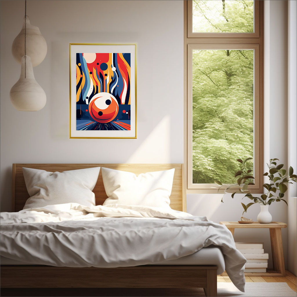 ボウリングのアートポスター:bowling_87fb / 抽象画_ポップ_スポーツ・フィットネス__のポスター画像寝室に設置したイメージ
