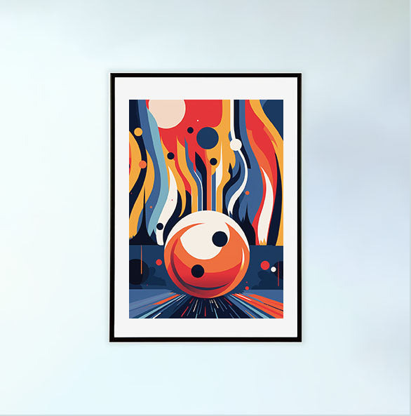 ボウリングのアートポスター:bowling_87fb / 抽象画_ポップ_スポーツ・フィットネス__のポスター画像黒色のフレームイメージ