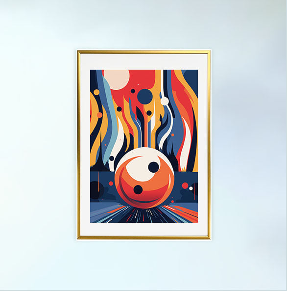 ボウリングのアートポスター:bowling_87fb / 抽象画_ポップ_スポーツ・フィットネス__のポスター画像金色のフレームイメージ