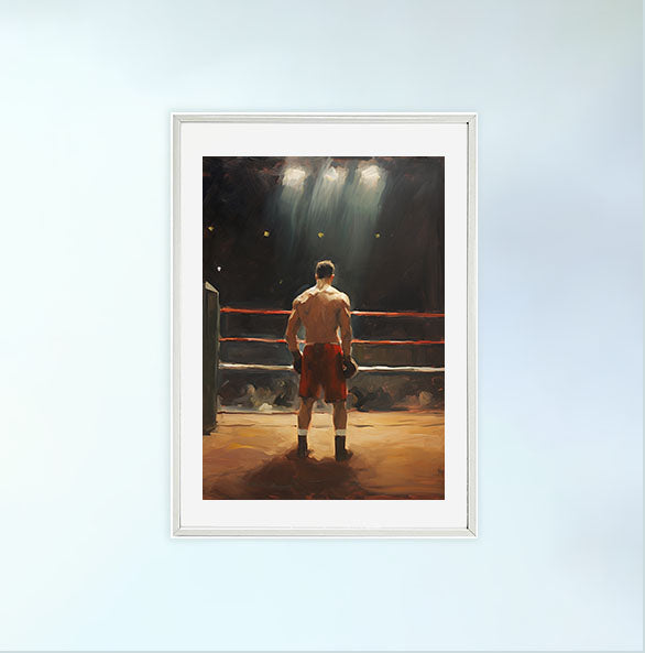 ボクシングのアートポスター白フレームあり
