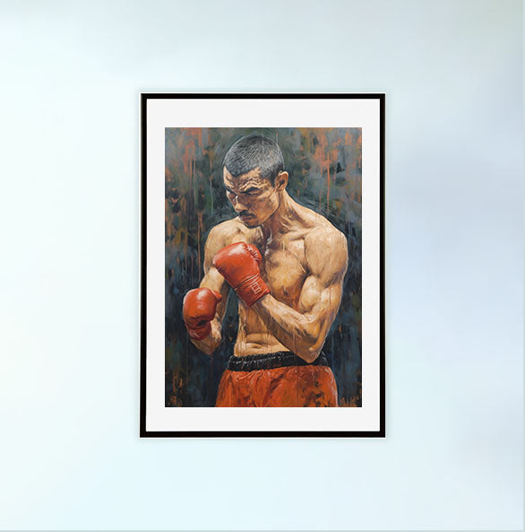 ボクシングのアートポスター黒フレームあり