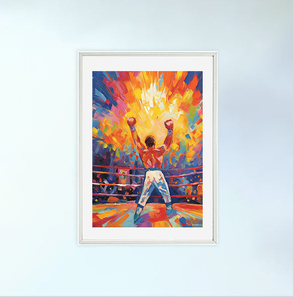ボクシングのアートポスター白フレームあり
