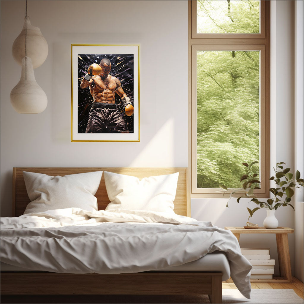 ボクシングのアートポスター寝室配置イメージ