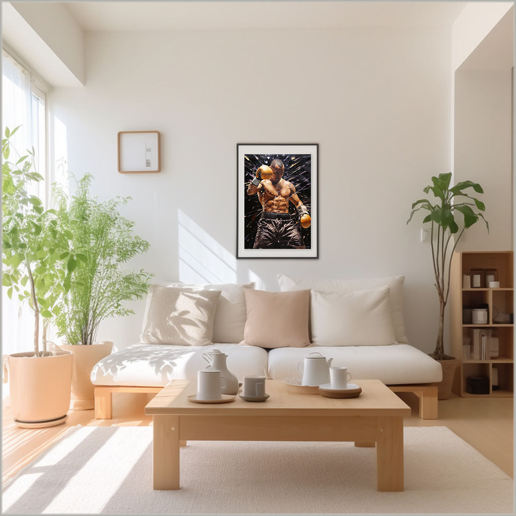 ボクシングのアートポスターリビング配置イメージ