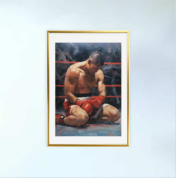 ボクシングのアートポスター金フレームあり