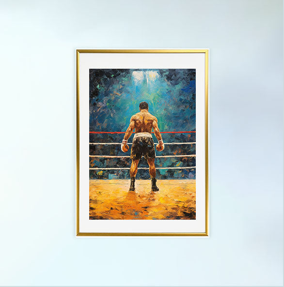 ボクシングのアートポスター金フレームあり