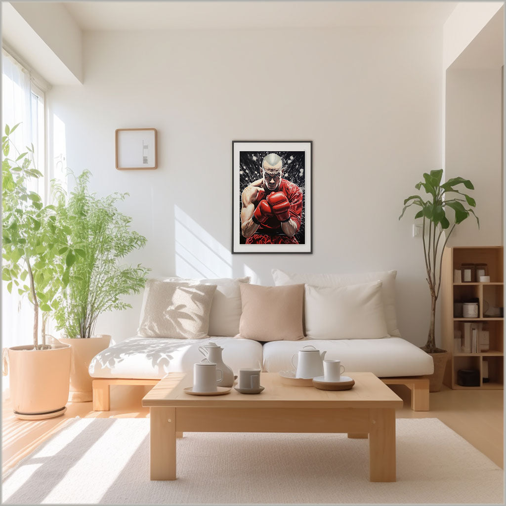 ボクシングのアートポスターリビング配置イメージ