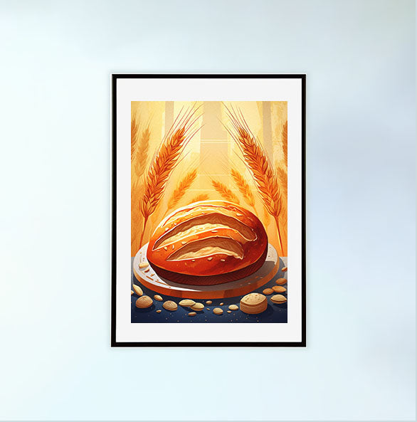 パンのアートポスター黒フレームあり