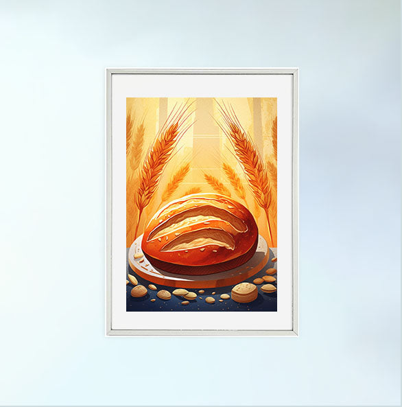 パンのアートポスター銀フレームあり