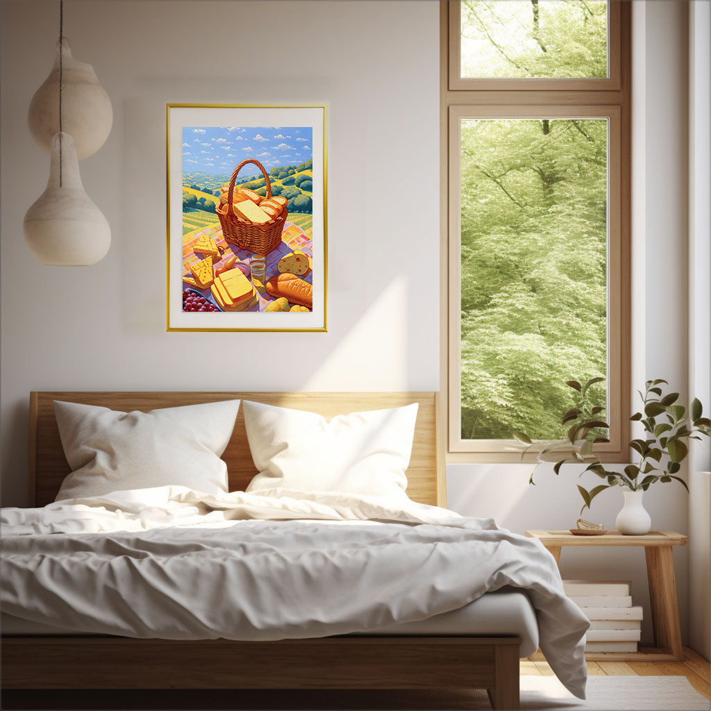 パンのアートポスター寝室配置イメージ