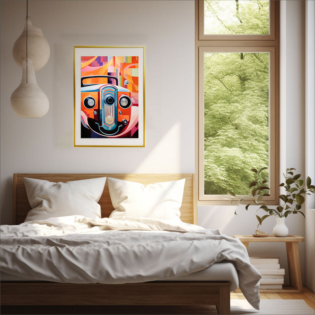 車のアートポスター寝室配置イメージ